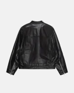 STUSSY CAFE RACER LEATHER JACKET BLACK