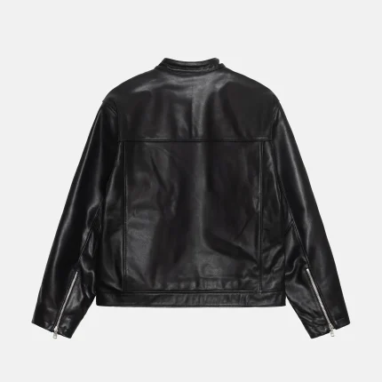 STUSSY CAFE RACER LEATHER JACKET BLACK