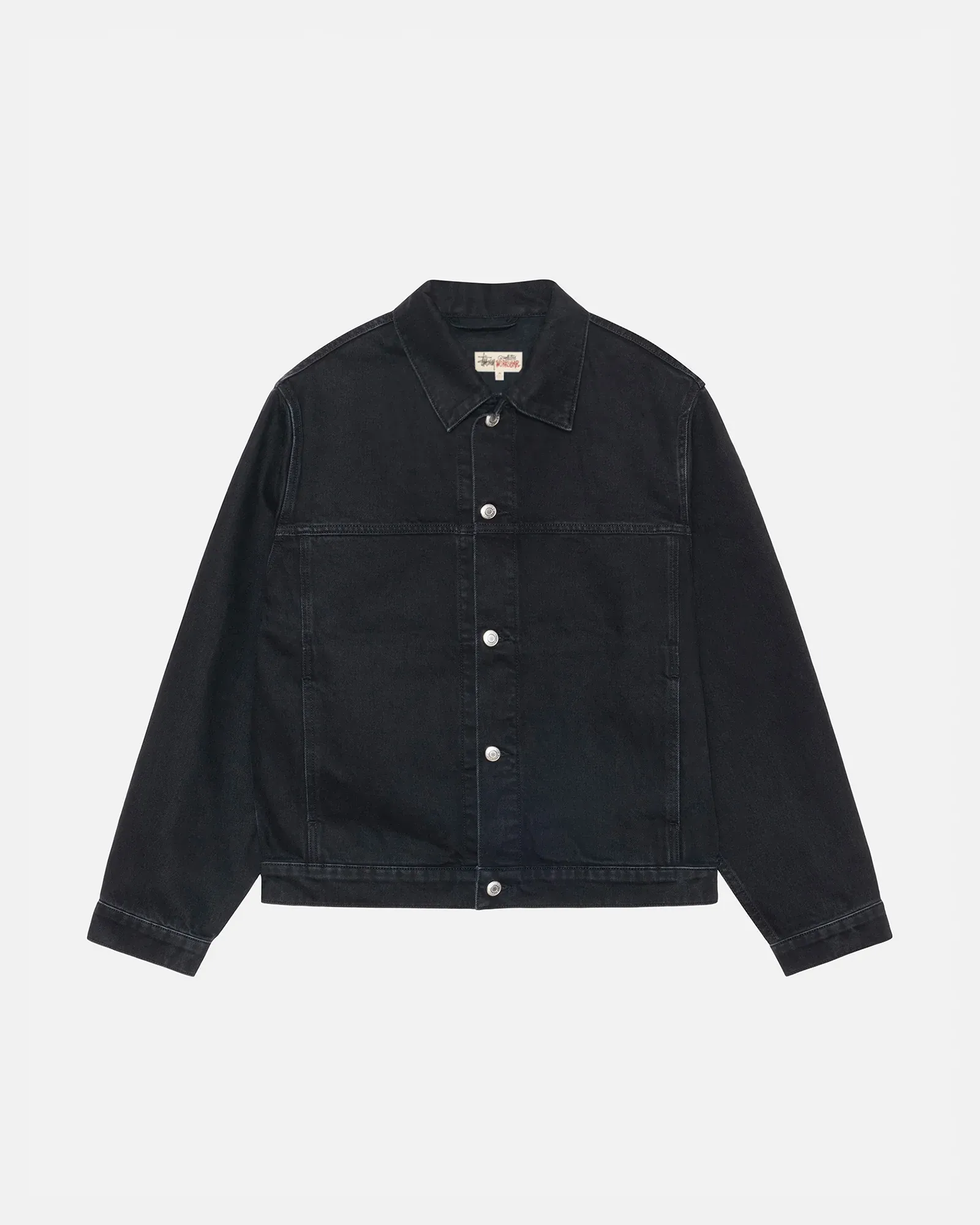 STUSSY TRUCKER JACKET DENIM BLACK-e692-4049 STUSSY TRUCKER JACKET DENIM BLACK