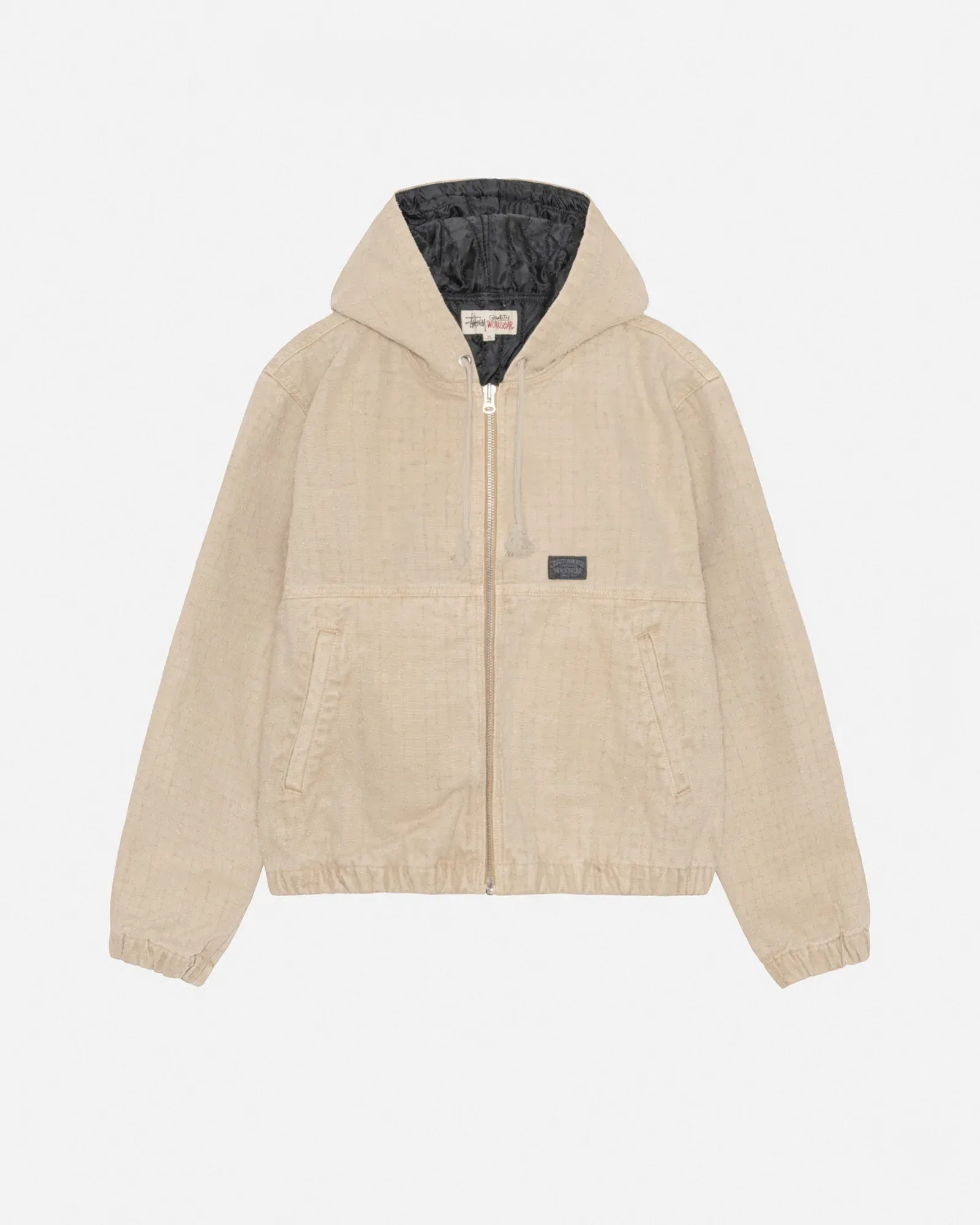 STUSSY WORK JACKET CANVAS NEEDLE PUNCH KHAKI STUSSY WORK JACKET CANVAS NEEDLE PUNCH KHAKI