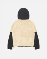 STUSSY SHERPA PANELED HOODED JACKET BEIGE
