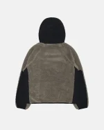 STUSSY SHERPA PANELED HOODED JACKET STONE