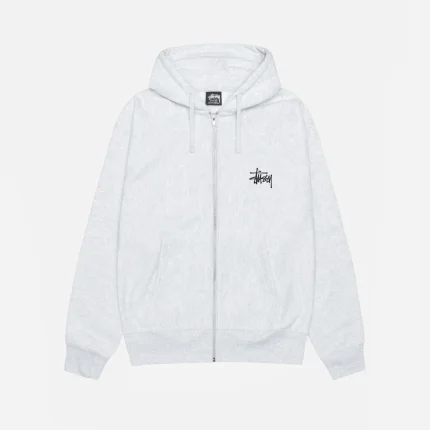 BASIC STÜSSY ZIP HOODIE ASH HEATHER