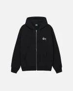 BASIC STÜSSY ZIP HOODIE BLACK