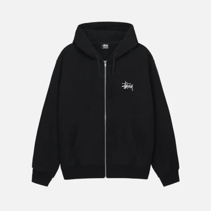 BASIC STÜSSY ZIP HOODIE BLACK